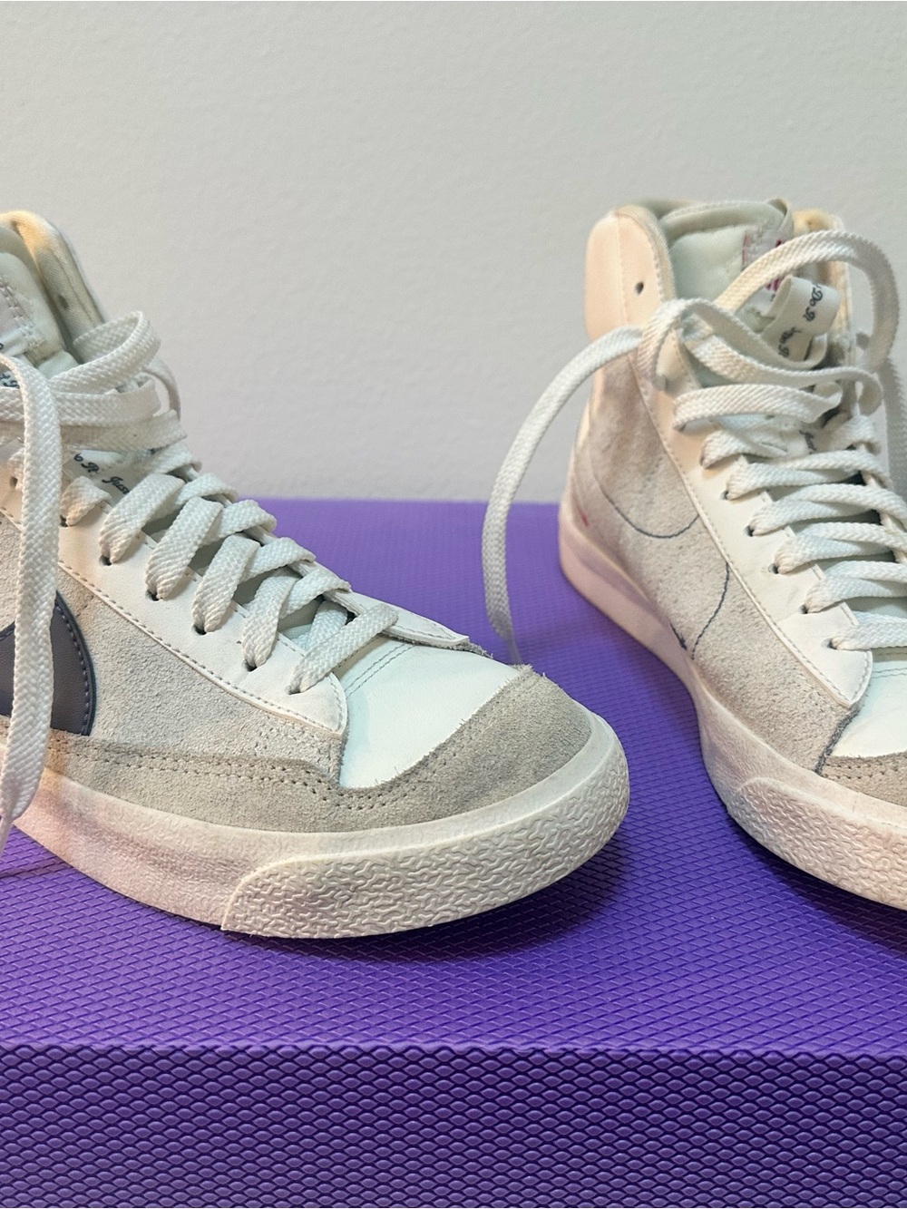 Nike White and Light Gray High-Top Sneakers